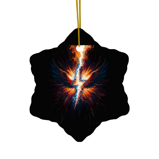 Electric Phoenix Lightning in Bloom Ceramic Ornaments