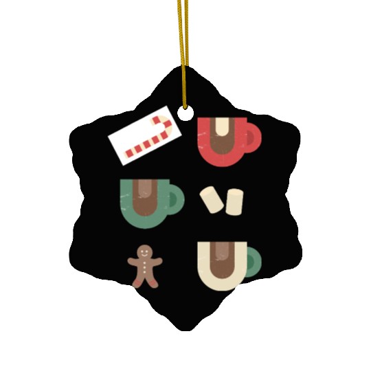 Cute Retro Hot Cocoa Christmas Mug Design Ceramic Ornaments