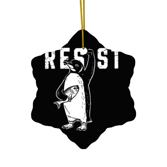 Funny Protest Against Tariffs Resist Penguin Ceramic Ornaments