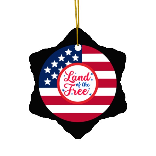 American Flag Design with Patriotic Quote Ceramic Ornaments