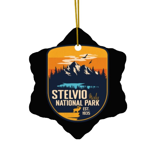Stelvio National Park Italy Vintage Sunset Camping Ceramic Ornaments