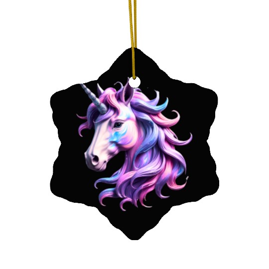 Magical Rainbow Unicorn Illustration Ceramic Ornaments