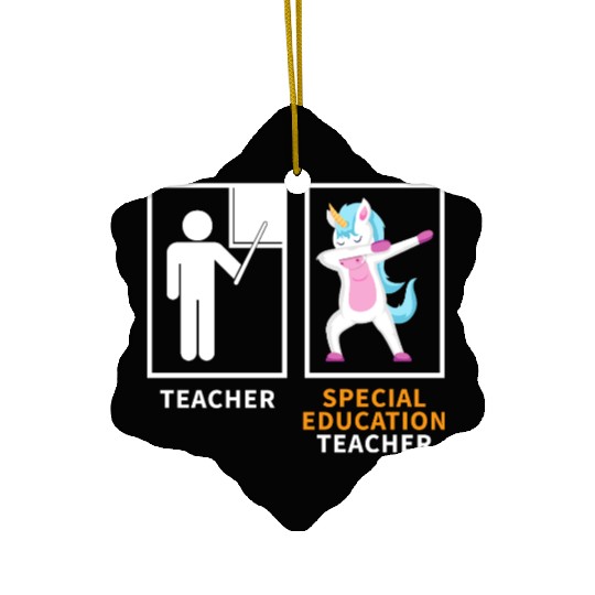 Special education teacher dabbing unicorn Ceramic Ornaments