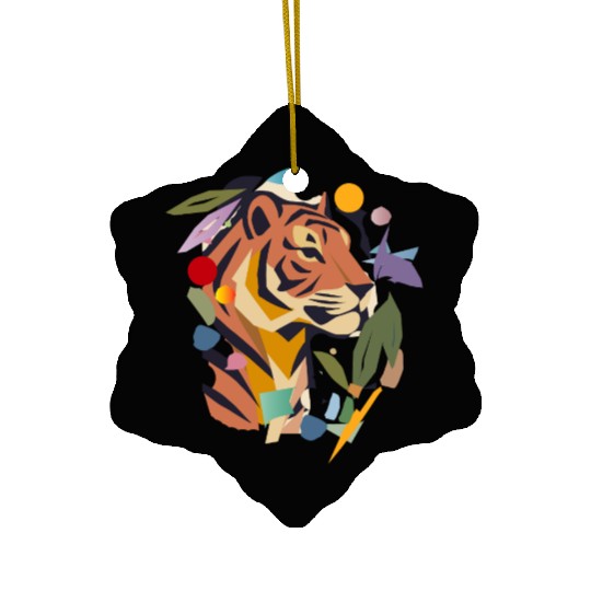 Abstract Tiger in an Artistic Style Ceramic Ornaments