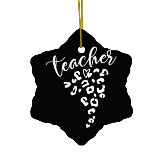 Teacher Leopard Heart Design for Educators Ceramic Ornaments