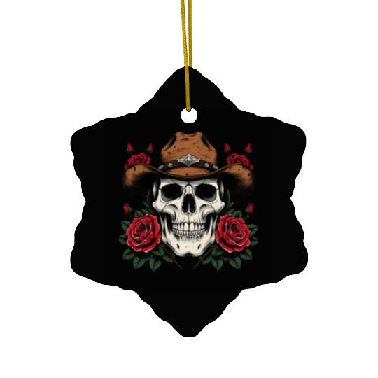 Cowgirl Spirit: Skull & Roses Ceramic Ornaments