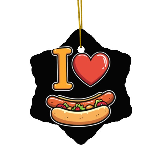 I Love Hotdogs - Fast Food Snack Fun Ceramic Ornaments