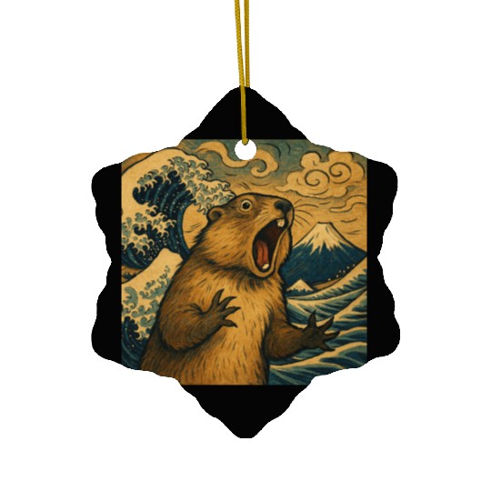 The Great Scream off Kanagawa – Marmot Overboard Ceramic Ornaments