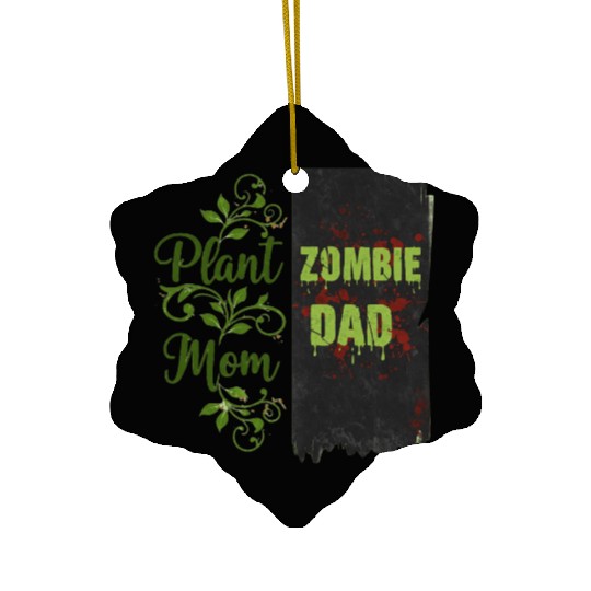 Plant Mom Zombie Dad Couple Design Ceramic Ornaments