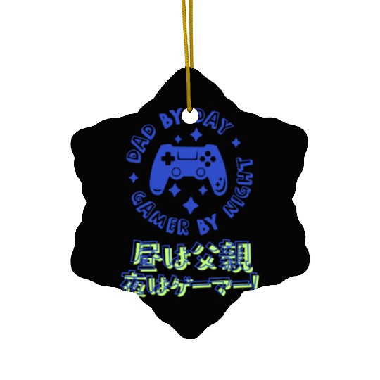Gamer Dad Controller Blue Ceramic Ornaments