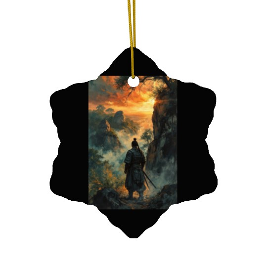 Twilight Ronin Solitude at the Edge Ceramic Ornaments