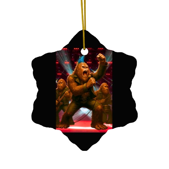 Bigfoot Punk Rock Band Rocking the House Ceramic Ornaments