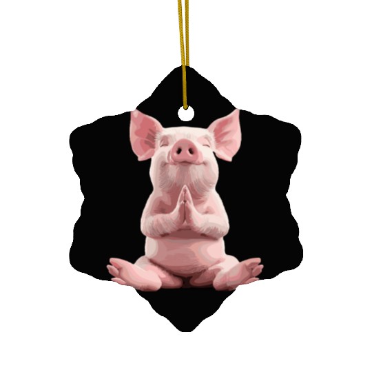 Peaceful Meditating Pig Artwork for Relaxation Ceramic Ornaments