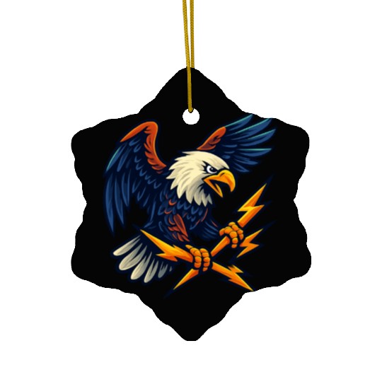 Bald Eagle with Lightning Bolts Ceramic Ornaments Design