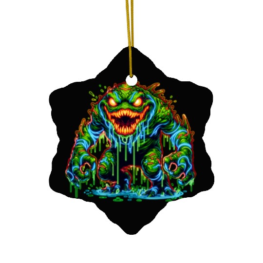Neon Swamp Beast – Toxic Terror Ceramic Ornaments