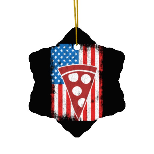 4th Of July US Pizza Ceramic Ornaments