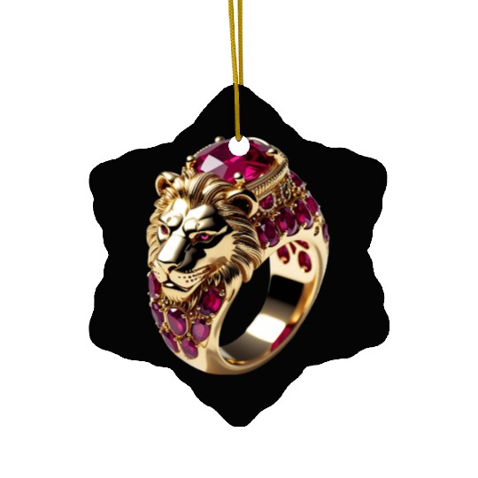 Regal Lion Ruby Ring – Royal Gold Jewelry Design Ceramic Ornaments