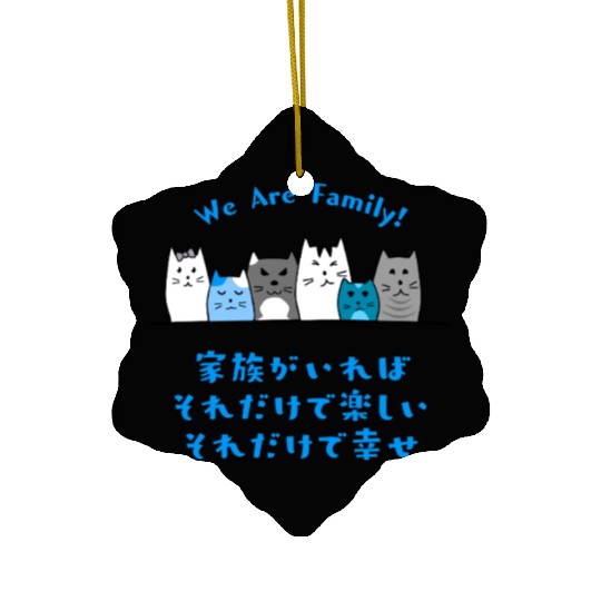 Cat Family Love Blue Ceramic Ornaments