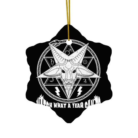 Mystic Goat Pentagram Design Ceramic Ornaments
