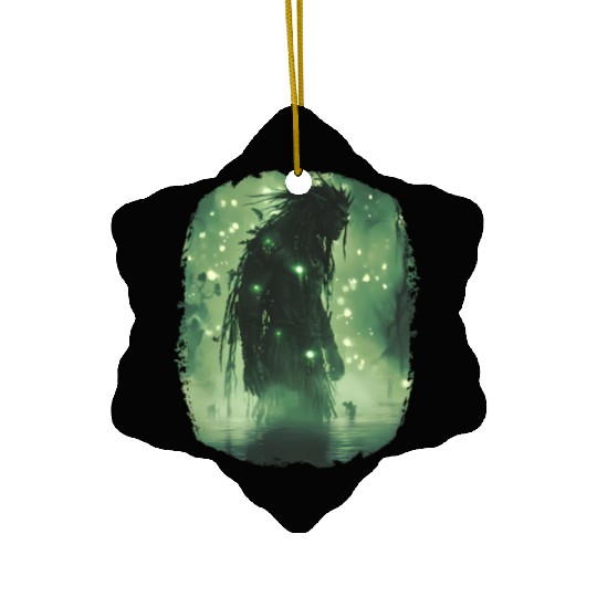 Swamp Demon with Glowing Aura and Haunt Magic Ceramic Ornaments
