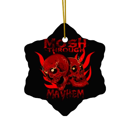 Mosh Through Mayhem Skull Design Ceramic Ornaments