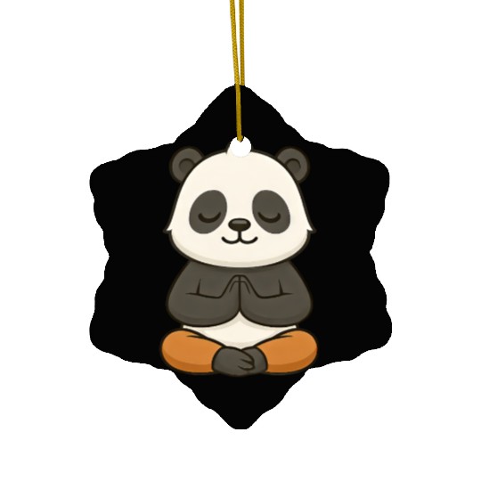 Cute panda yoga meditation relaxation chibi Ceramic Ornaments