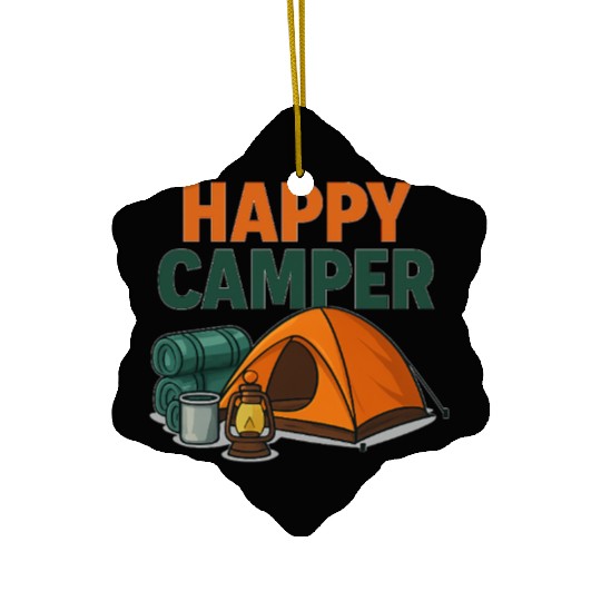 Happy Camper – Cozy Camping Vibes Ceramic Ornaments
