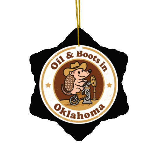 Oil Boots Oklahoma Vintage Artwork Ceramic Ornaments
