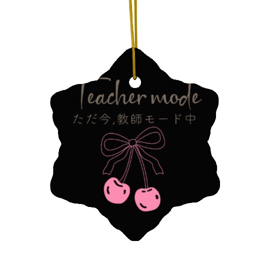 Teacher Mode Coquette Cherry Ceramic Ornaments