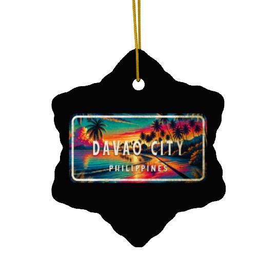 Davao City - Tropical Retro Ceramic Ornaments