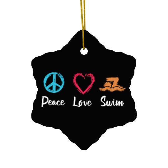 Peace Love Swim Ceramic Ornaments