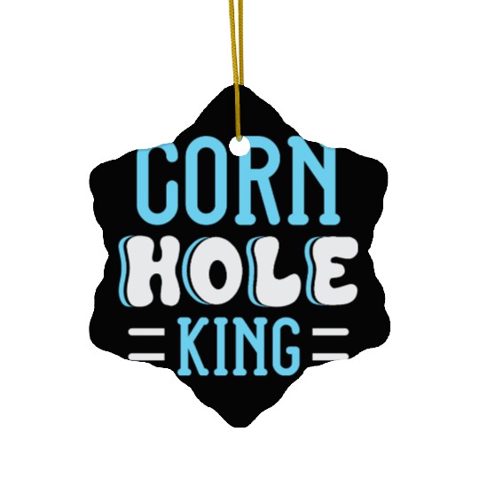 Cornhole King Distressed Badge Ceramic Ornaments