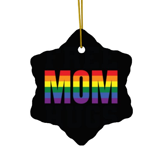 Gay Pride Free Mom Hugs Ceramic Ornaments