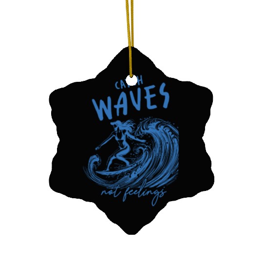 Catch Waves Beach Vacation Ceramic Ornaments