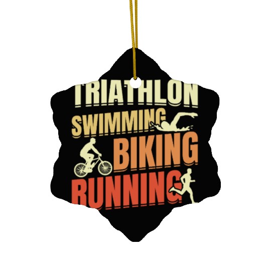 Triathlon Swim Run Cycle Repeat Ceramic Ornaments
