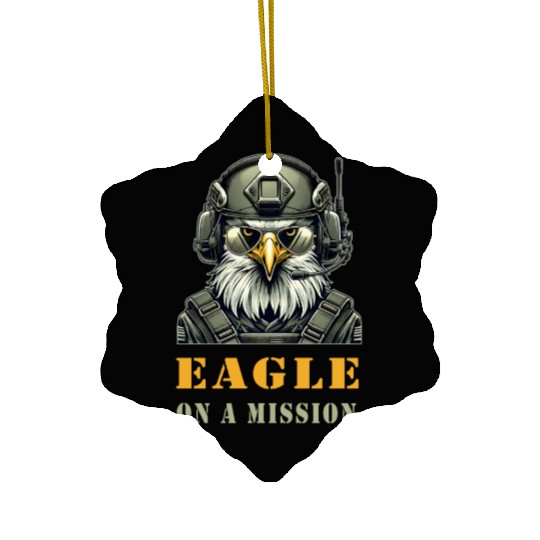 Military Eagle In Mission Ceramic Ornaments
