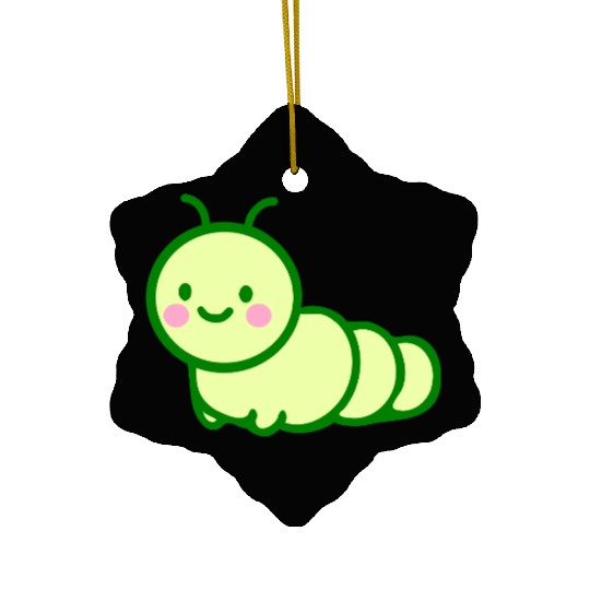 Cute Green Caterpillar- Adorable Insect Lover Ceramic Ornaments