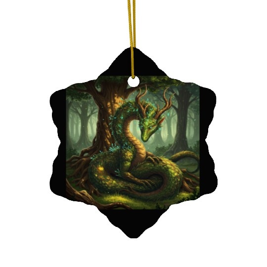 Enchanted Forest Serpent Design Ceramic Ornaments