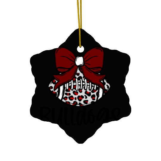 Coquette Bow Leopard Football Ceramic Ornaments