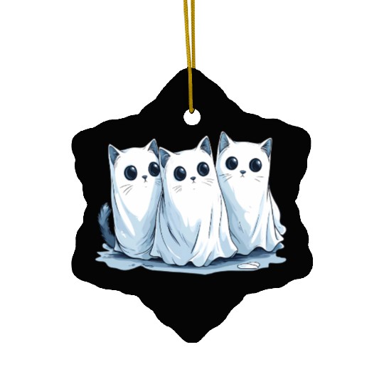 Funny Ghost Cat Ceramic Ornaments