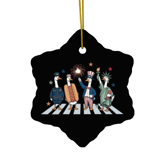 Patriotic Goose 4th of July Silly Goose Ceramic Ornaments