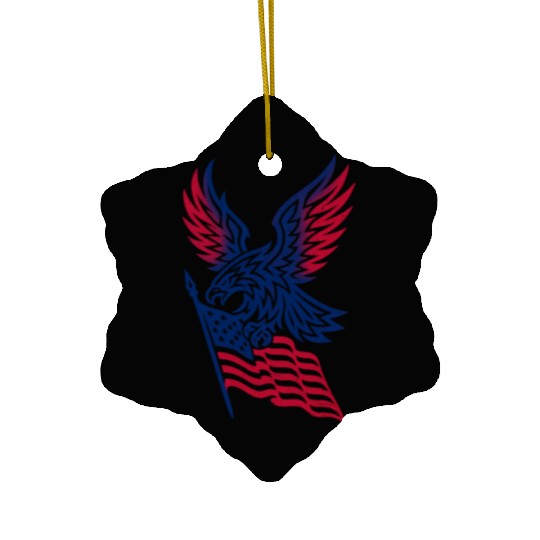 Patriotic Eagle with USA Flag 4th of July Ceramic Ornaments