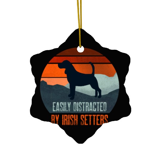 Easily Distracted By Irish Setters Dog Walking Ceramic Ornaments