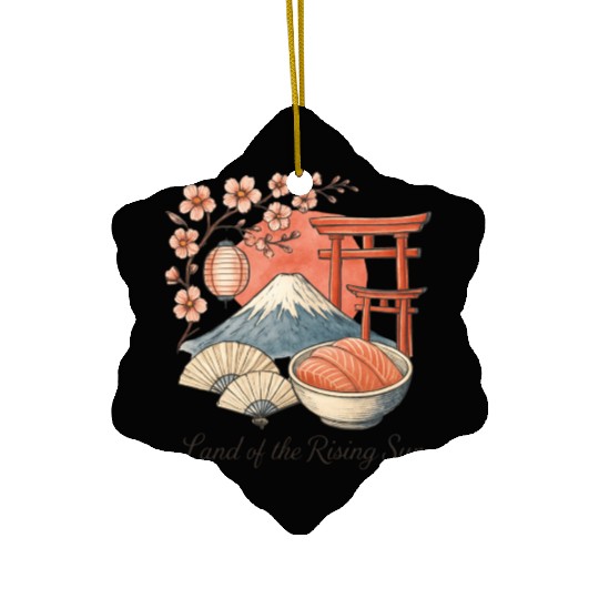 Japan Culture - Mount Fuji & Sakura Vintage Art Ceramic Ornaments