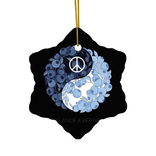 Balance & Berries – Yin Yang Blueberry Peace Desig Ceramic Ornaments