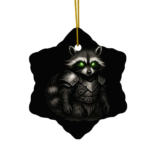 Armored Forest Raccoon – Glowing-Eyed Fantasy Ward Ceramic Ornaments