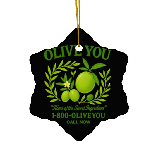 Olive You Cute Vintage Pun Graphic Ceramic Ornaments