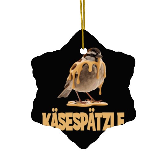 Käsespätzle Sparrow Delight With Cheesy Drizzle Ceramic Ornaments