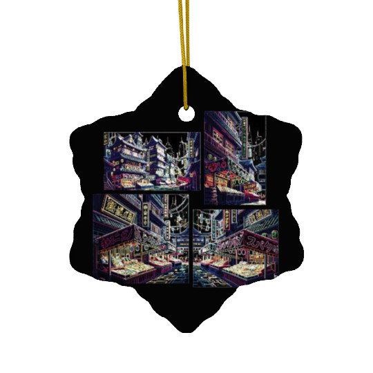 Where Tradition Meets Neons Twilight Ceramic Ornaments