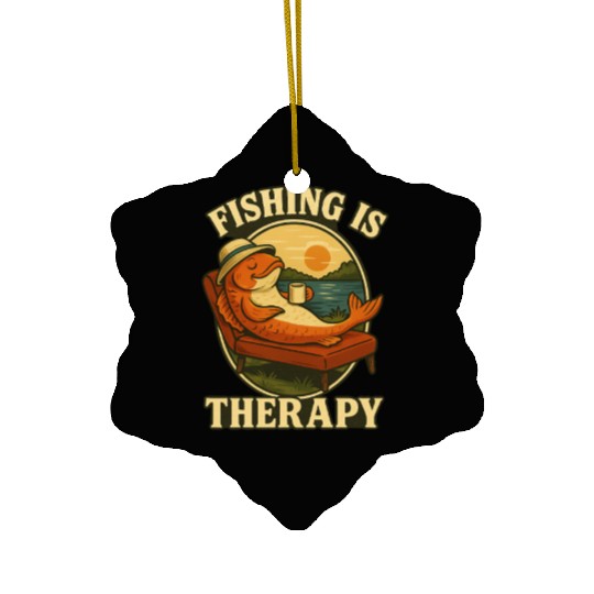 Fishing Is Therapy – Funny Relaxing Fish Design Ceramic Ornaments